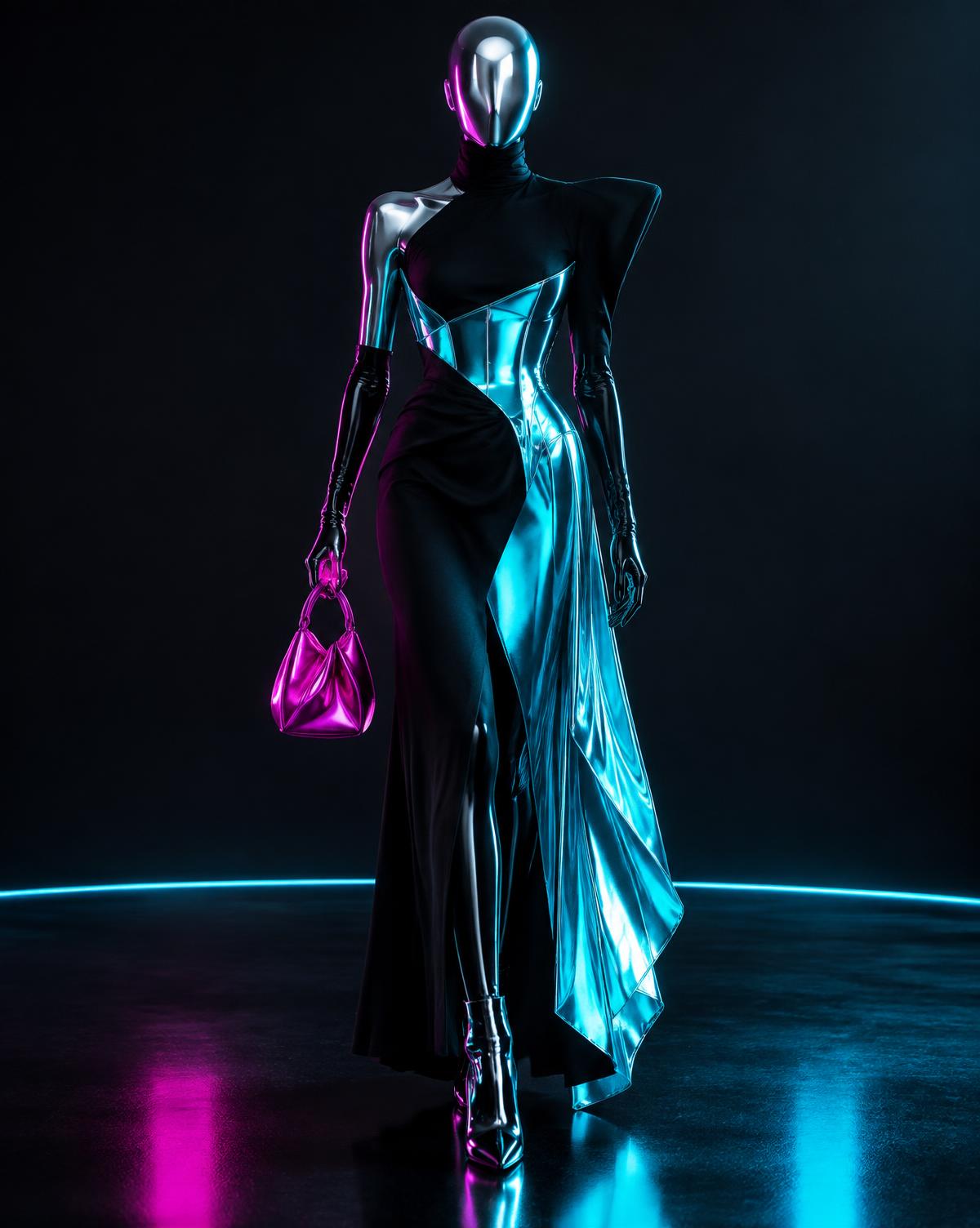 Futuristic fashion look representing StylistAI App